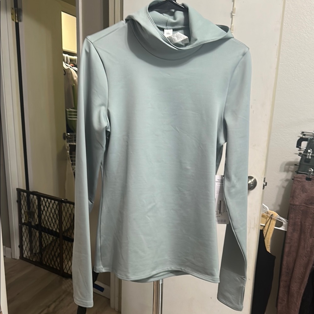 ALO Yoga Cosmic Grey Warm Airlift Hooded Runner. NWT. Size L.